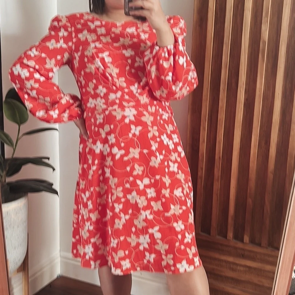 ELIZA J Floral Belted Ballon Sleeve Dress. Size 6